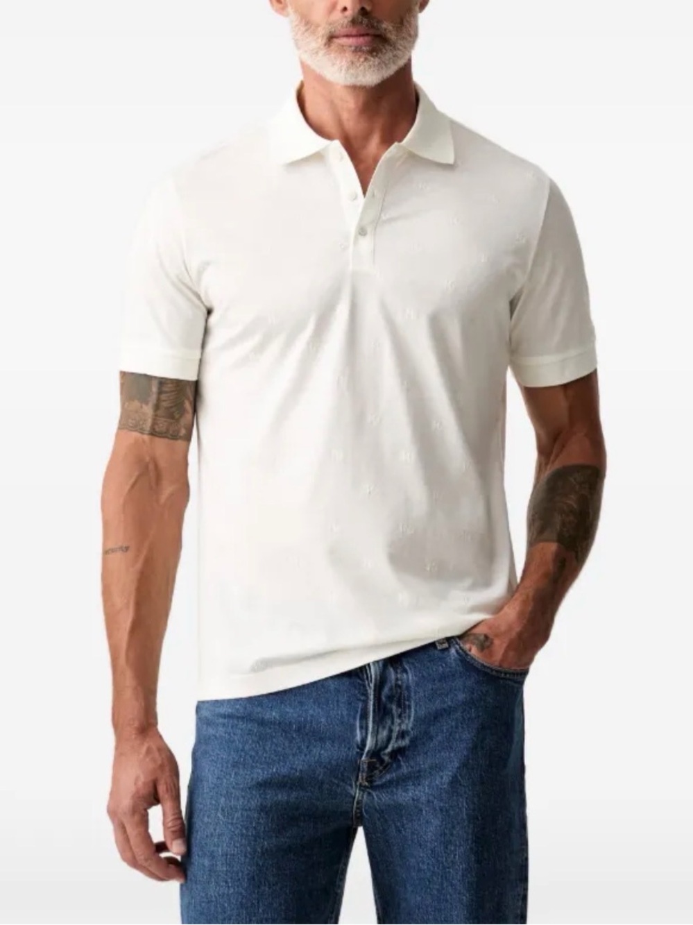 Karl Lagerfeld Paris Johnny Collar Polo Shirt White M Knight Armour NWT $129
